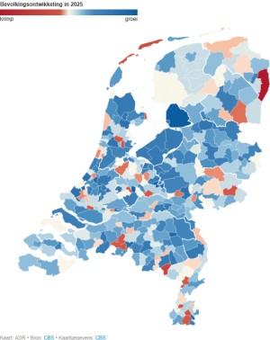 Nederlandse gemeenten met bevolkingsgroei in 2025