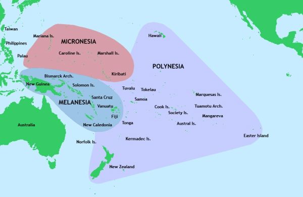 Melanesië, Micronesië en Polynesië